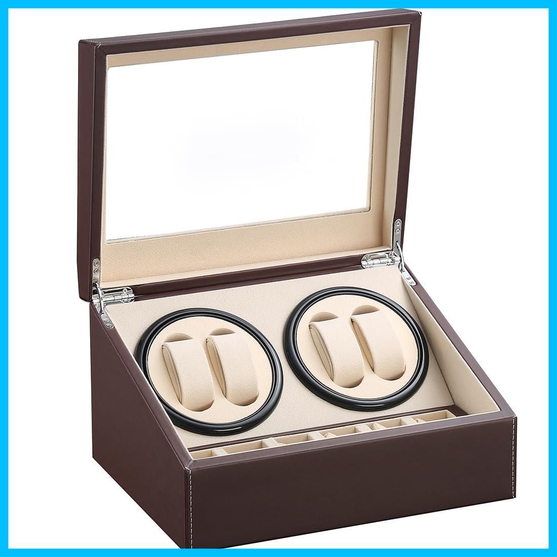 在庫 マブチモーター 自動巻きワインディングマシーン 腕時計自動巻き上げ機 収納ケース アップグレード ブラウン 男女の腕時計は全部使えます ウォッチワインダー レザー ワインディングマシーン 4本巻き 6本収納