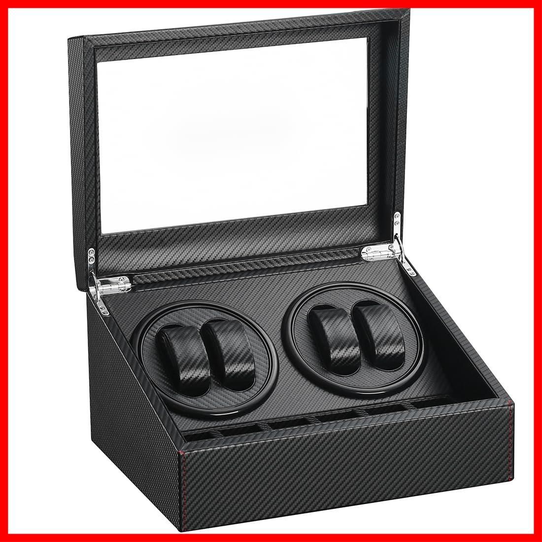 在庫 腕時計自動巻き上げ機 静音設計 収納ケース マブチモーター 男女の腕時計は全部使えます 自動巻きワインディングマシーン ウォッチワインダー 炭素繊維 ワインディングマシーン 4本巻き 6本収納