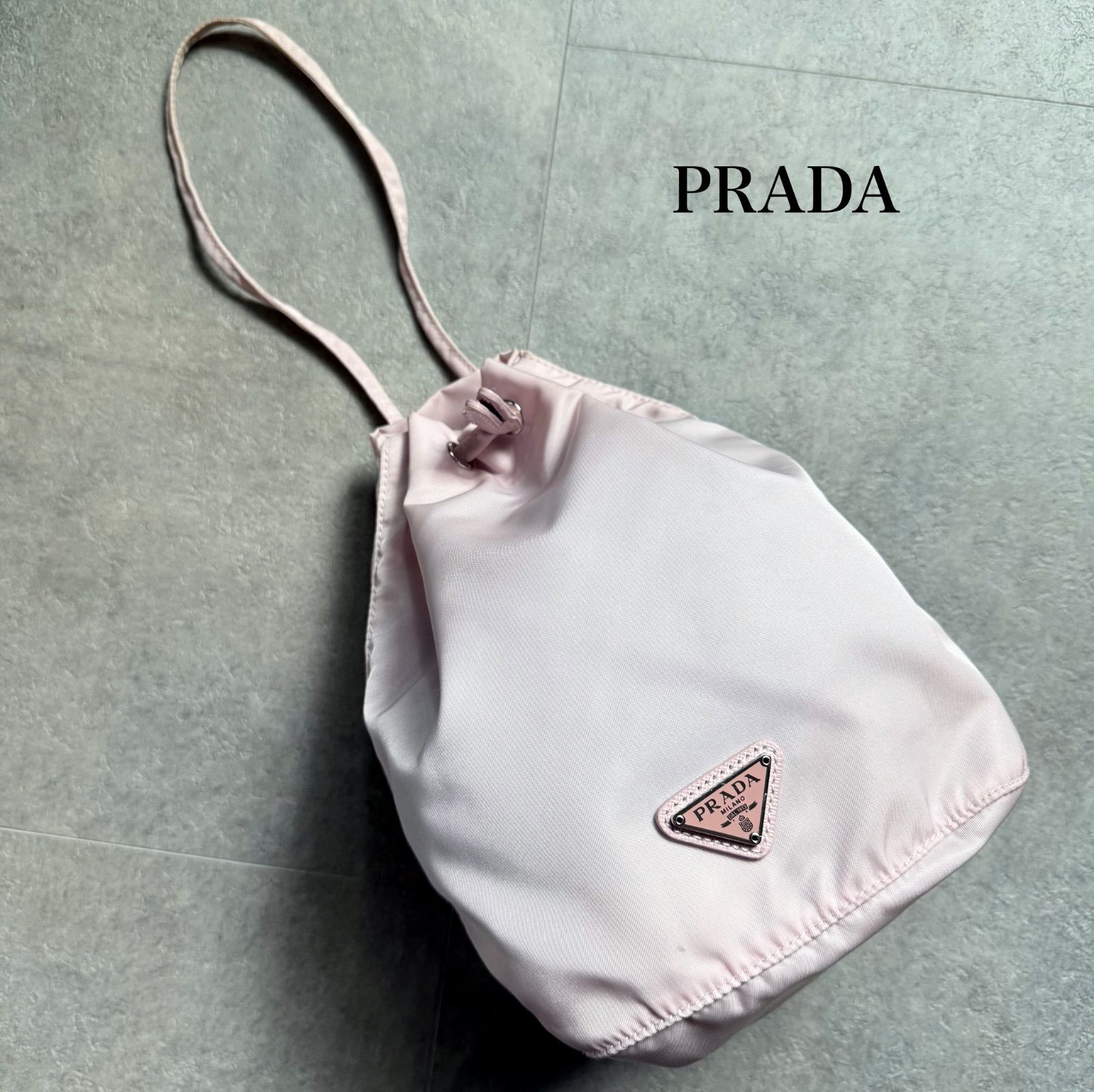 PRADA プラダ 三角ロゴプレート 巾着バッグ ハンドバック ナイロン