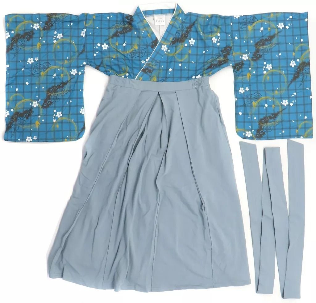 中古】衣料雑貨 鬼太郎の父 ゆる袴 ブルー×グレー レディースMサイズ