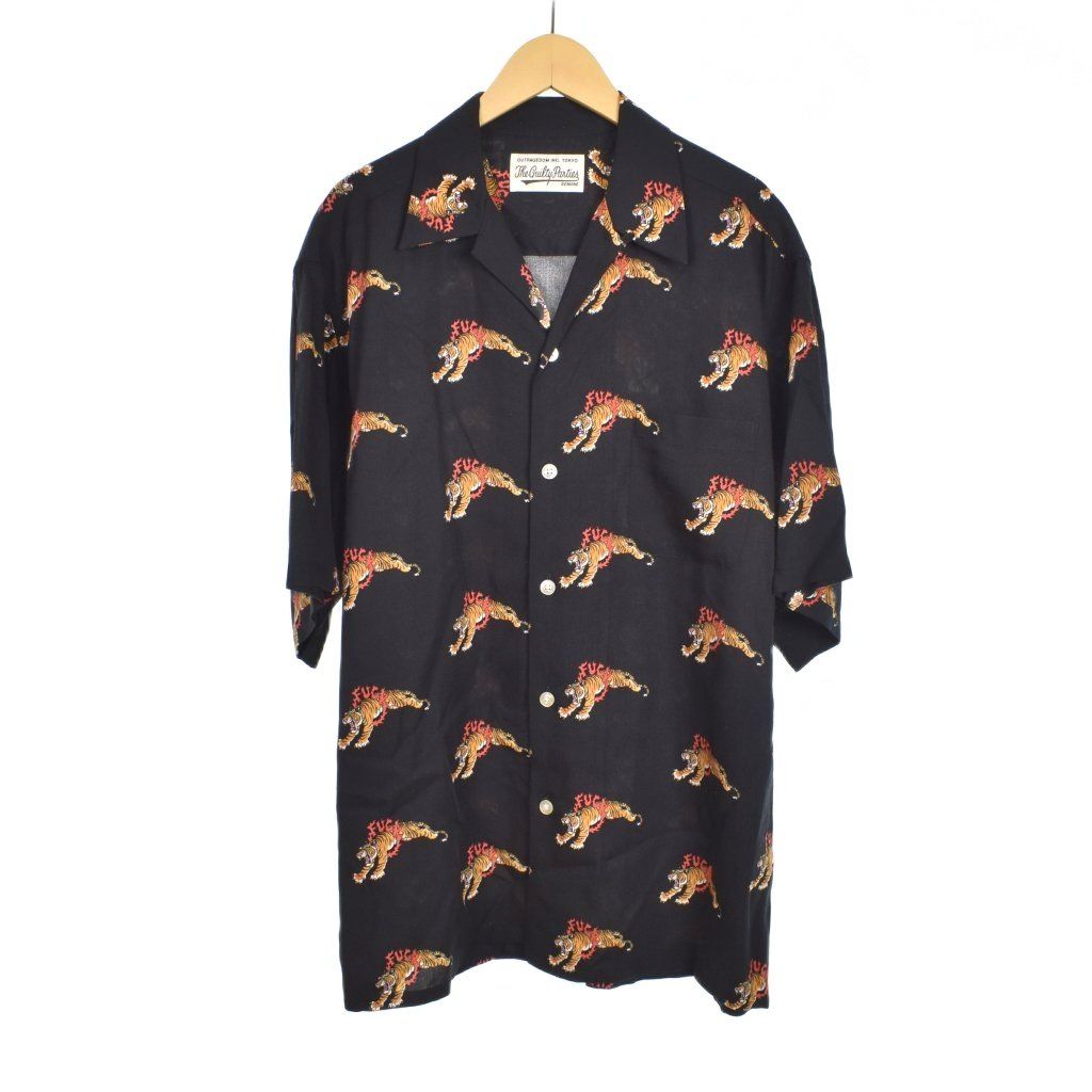 ワコマリア WACKO MARIA TIM LEHI HAWAIIAN SHIRT ティムリーハイ ハワイアンシャツ オープン 半袖 タイガー M 黒 ブラック AA