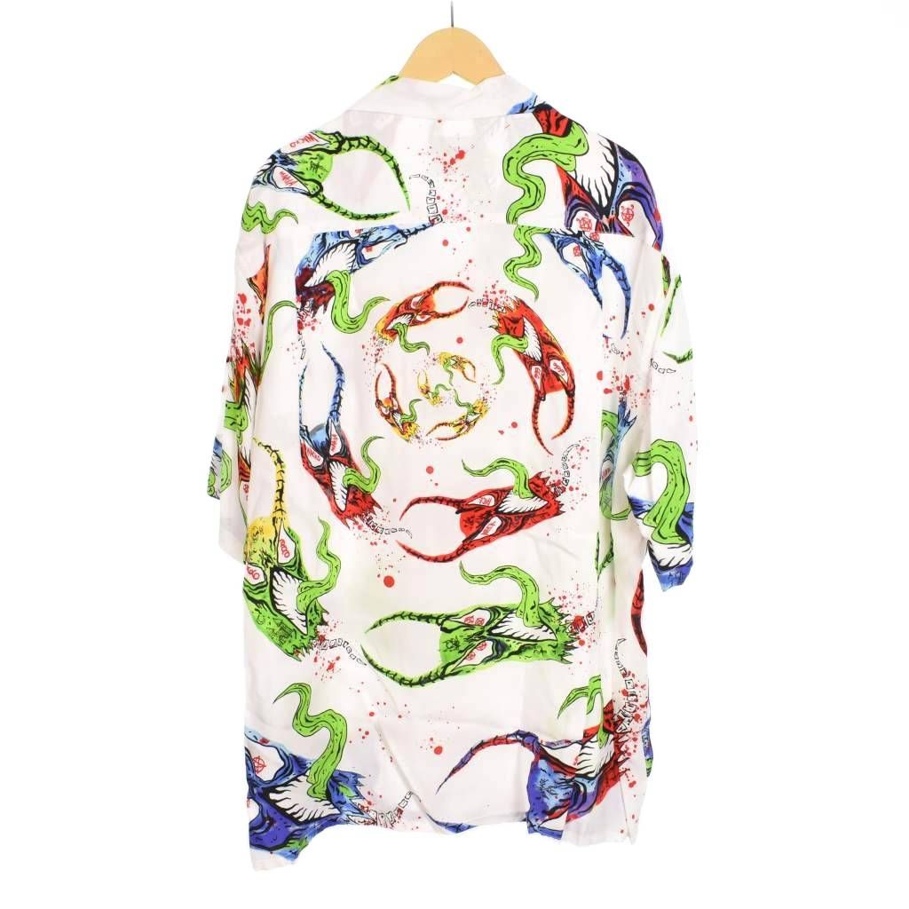 ワコマリア WACKO MARIA NECKFACE HAWAIIAN SHIRT ネックフェイス ハワイアンシャツ オープン 半袖 XL 白 ホワイト AA
