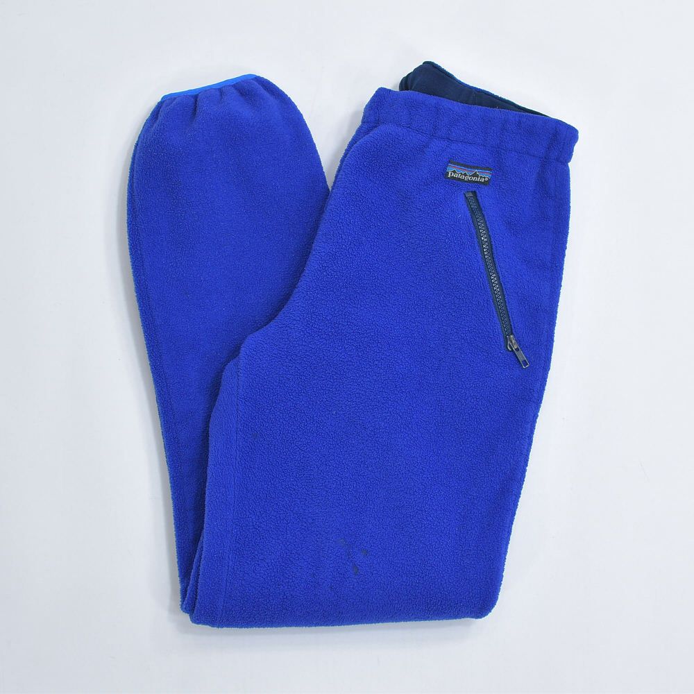 80〜90s USA製 patagonia パタゴニア Rマーク シンチラフリース イージーパンツ アウトドア コバルトブルー ヴィンテージ ビンテージ USA アメリカ古着 メンズSサイズ