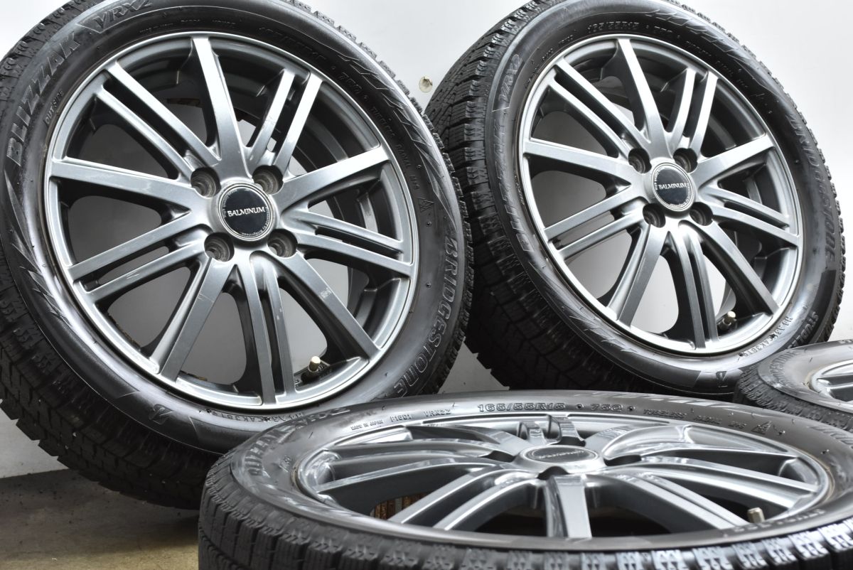 程度良好品 バルミナ 15 in 4 5 J 48 PCD 100 ブリヂストン ブリザック VRX 2 165 55 R N BOX デリカミニ ワゴンR スペーシア ムーブ