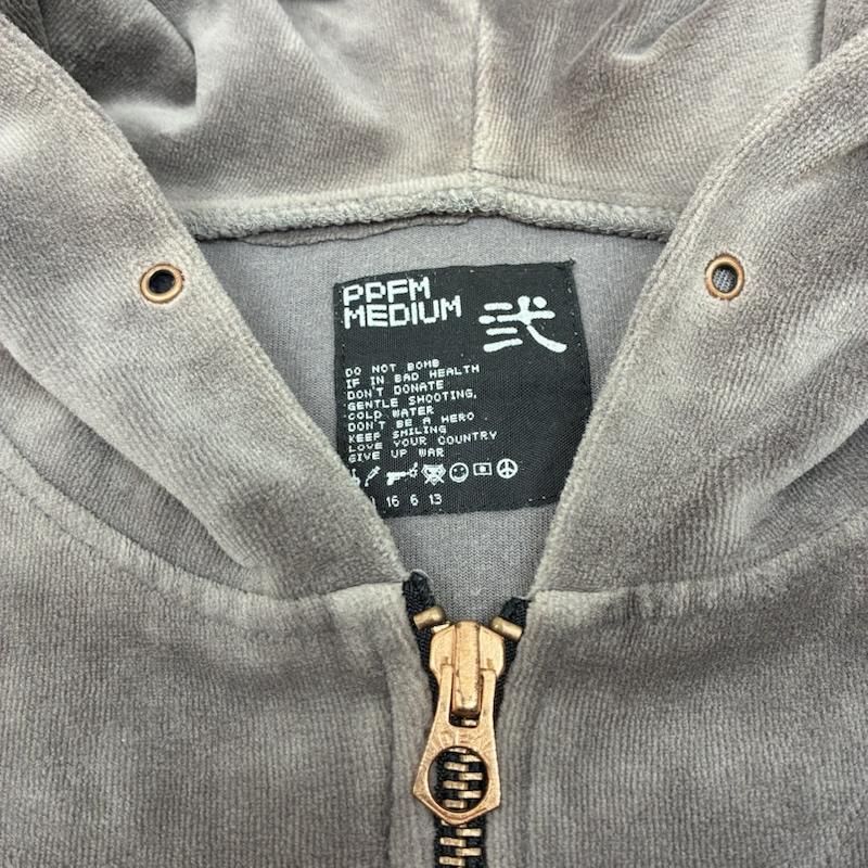ピーピーエフエム 00s ベロア ダブルファスナー ジップアップ パーカー