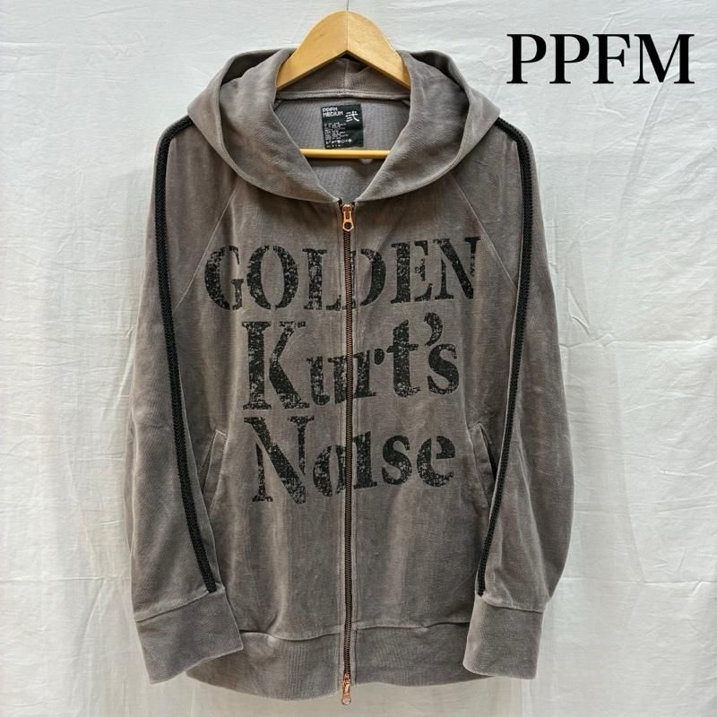 ピーピーエフエム 00s ベロア ダブルファスナー ジップアップ パーカー
