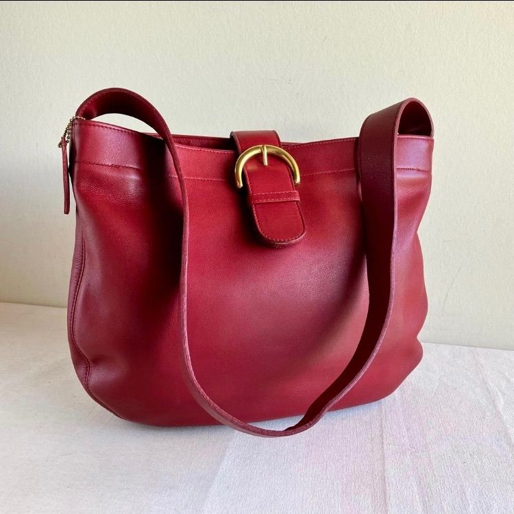 Rare Vintage Coach Eldridge Hobo Bag Red Leather 小売業者 Shoulder