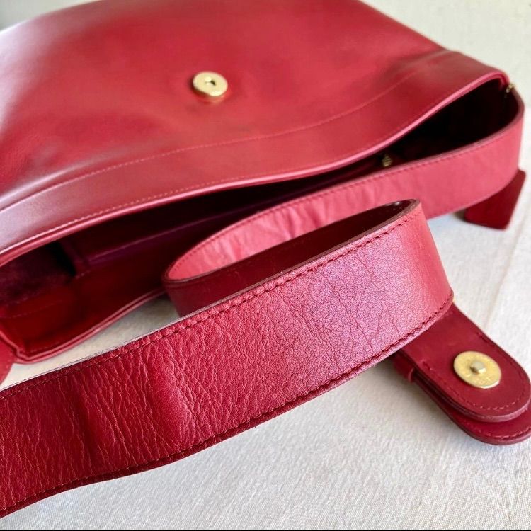 Rare Vintage Coach Eldridge Hobo Bag Red Leather Shoulder Bag 
