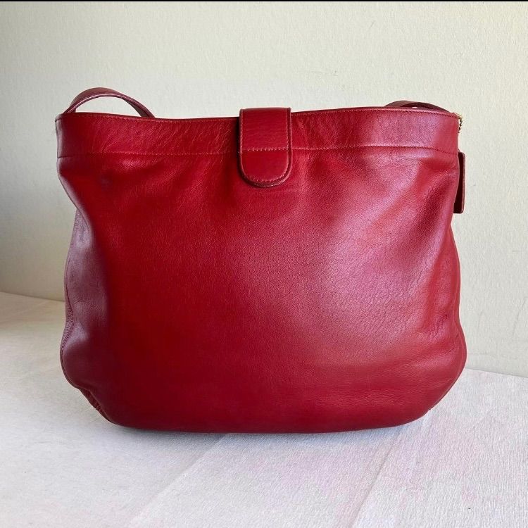 Rare Vintage Coach Eldridge Hobo Bag Red Leather Shoulder Bag 