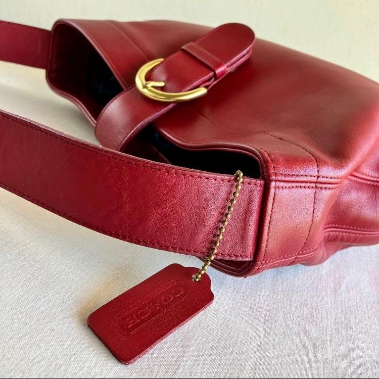 Rare Vintage Coach Eldridge Hobo Bag Red Leather Shoulder Bag 