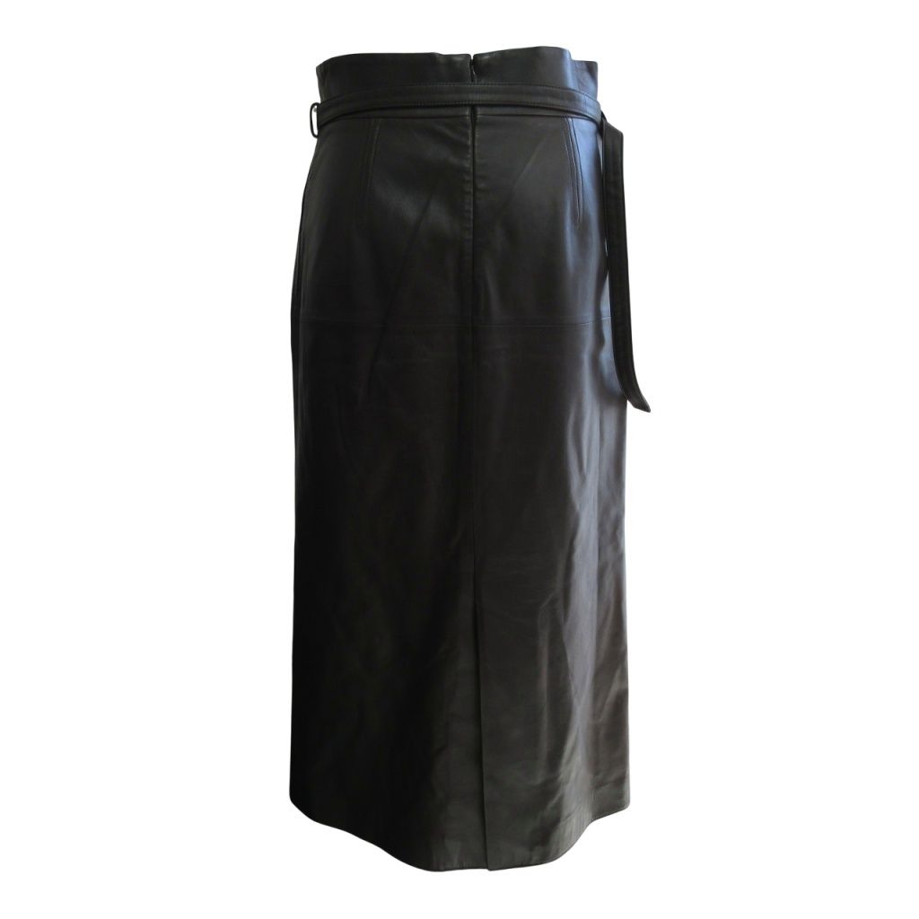 エブール ebure 極美品 ラムレザー ロングスカート 羊革 ロンハーマン 取扱 ベルト付 ブラウン 38 IBO84