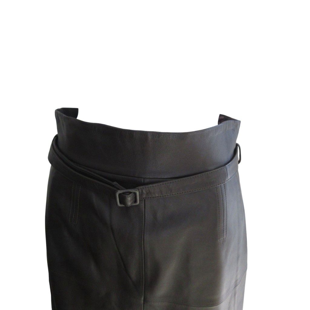 エブール ebure 極美品 ラムレザー ロングスカート 羊革 ロンハーマン 取扱 ベルト付 ブラウン 38 IBO84