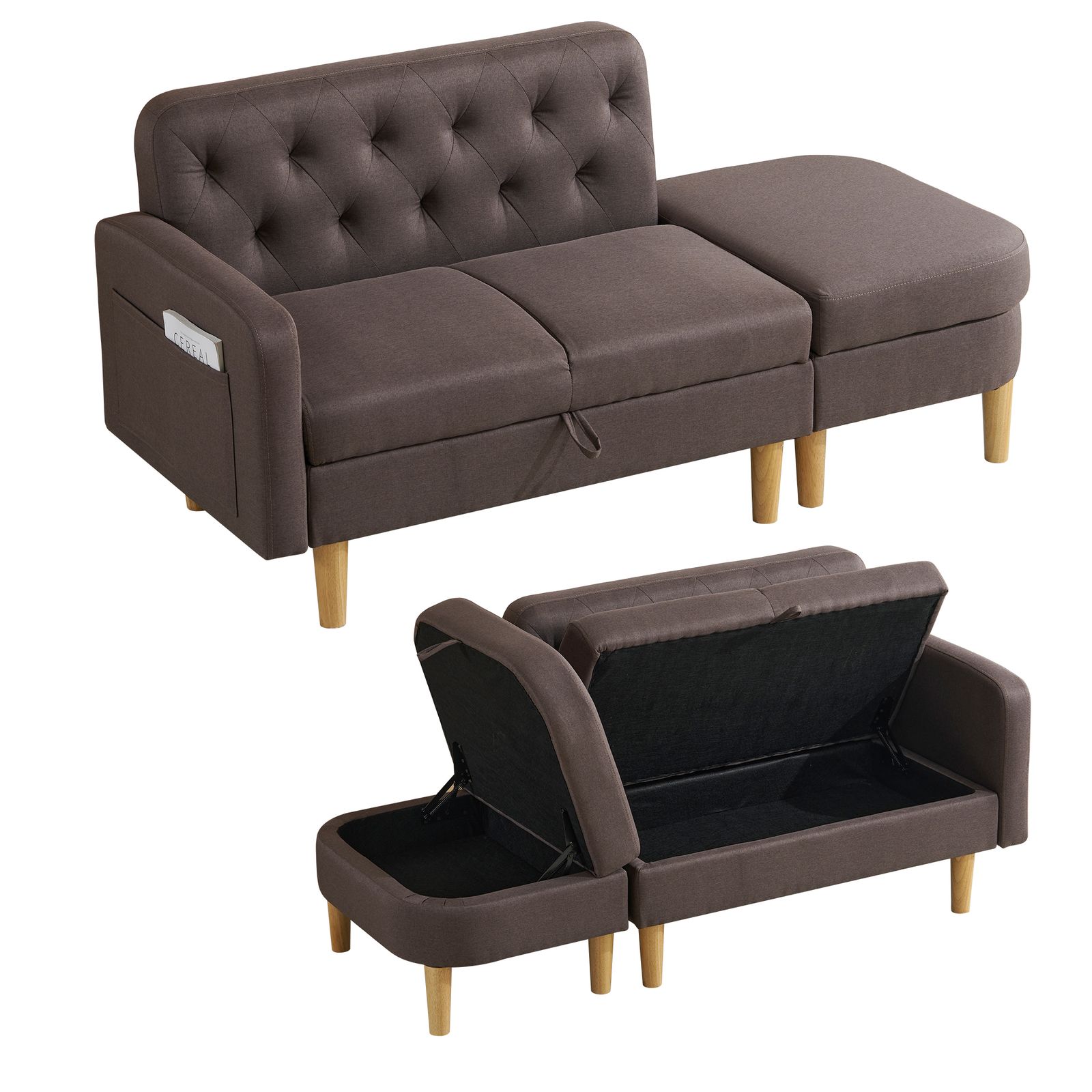 数量 ソファ 2 3人掛け カウチソファ 収納機能 左右に使える片肘 オットマン レイアウト ローソファ コーナーソファー l字ソファー