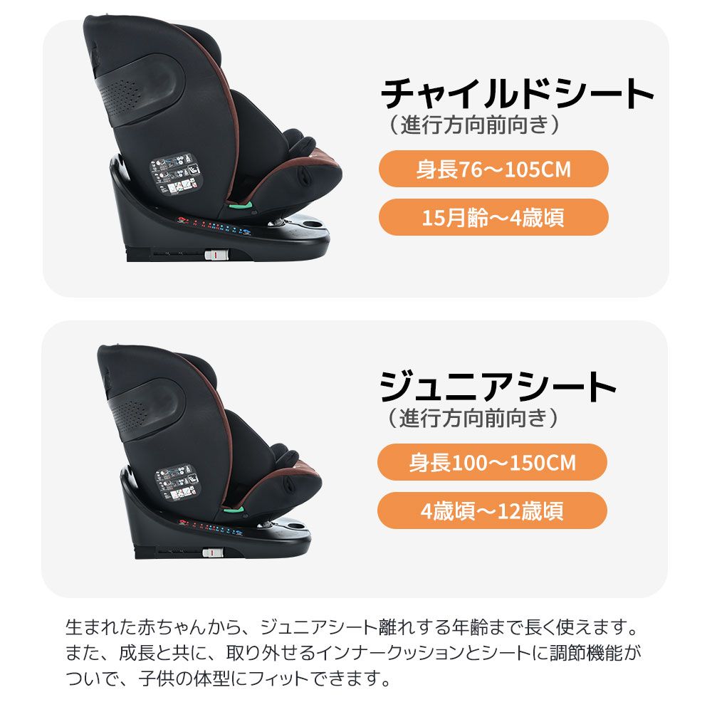 トップテザー】チャイルドシート 新生児 ISOFIX 0歳～12歳 360度回転式 40～150cm ジュニアシート 調節可能 洗える キャノピー付き  ベビーシート 購入 ドリンクホルダー付き 出産祝い 車【ブラック＋グレー】 楽天市場】【トップテザータイプ】チャイルドシート 新生児