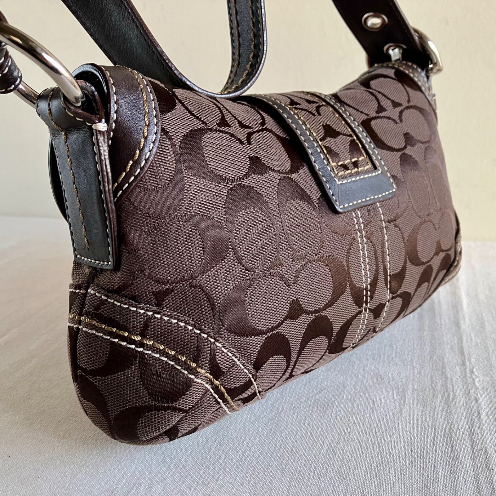 Vintage Coach y2k Dark Brown Signature Small Flap Soho Shoulder