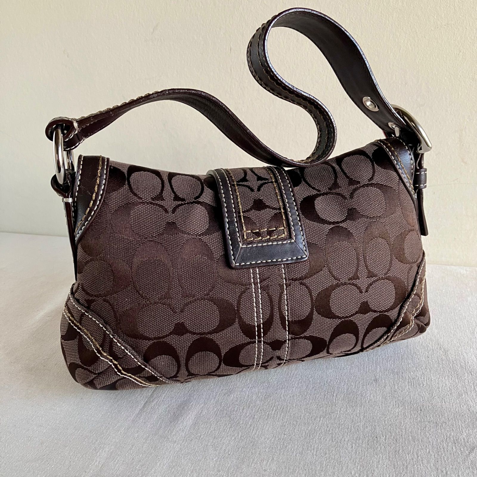 Vintage Coach y2k Dark Brown Signature Small Flap Soho Shoulder