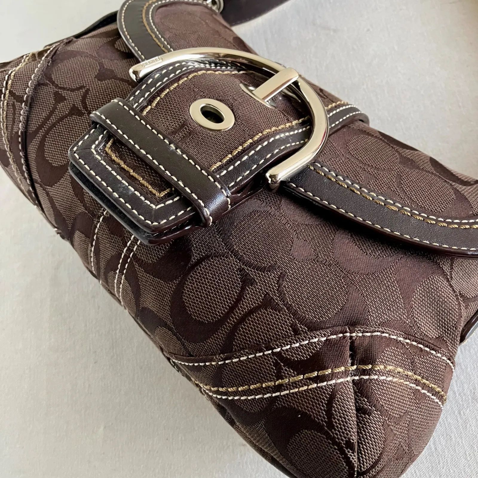 Vintage Coach y2k Dark Brown Signature Small Flap Soho Shoulder