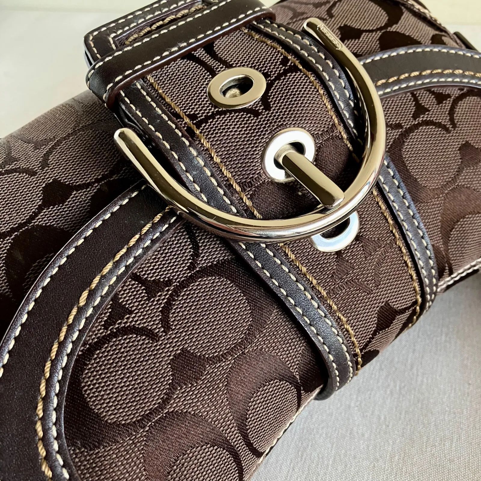 Vintage Coach y2k Dark Brown Signature Small Flap Soho Shoulder