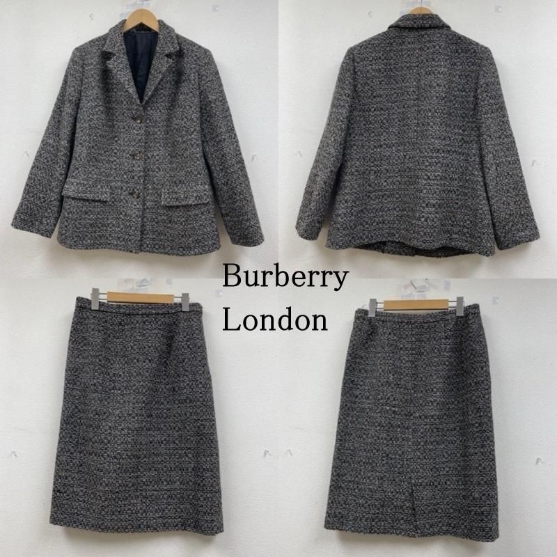 バーバリーロンドン テーラード ジャケット 3 B ラメ 15号 ウール ツイード 台形スカート セットアップ レディース - ISItems 古着