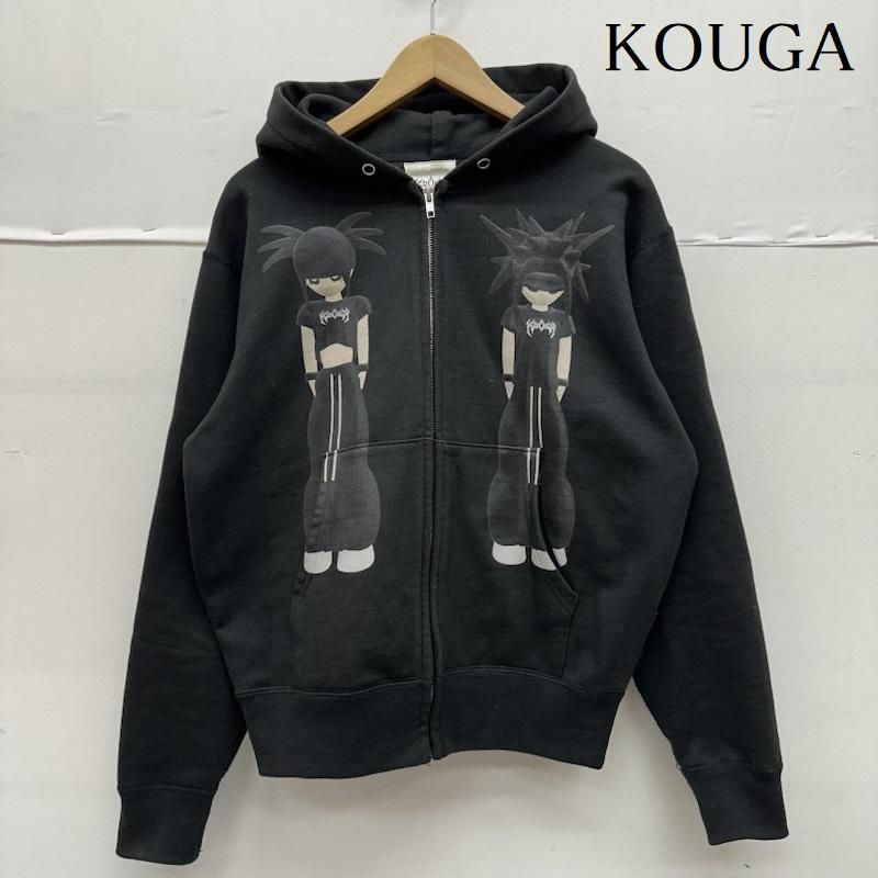古着 KOUGA Character Hoodie キャラクター プリント ジップ パーカー