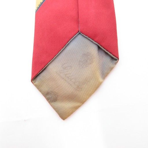 【中古】グッチ GUCCI ネクタイ ワイドタイ 総柄 シルク 赤 レッド 青 ブルー /AE ■GY47 メンズ グッチ GUCCI ネクタイ ワイドタイ 総柄 シルク 赤 レッド 青 ブルー