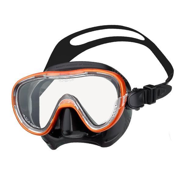 TUSAダイビングマスク Tina M 1002 QB EO ブラックシリコン オレンジフレーム につき50 OFFの大