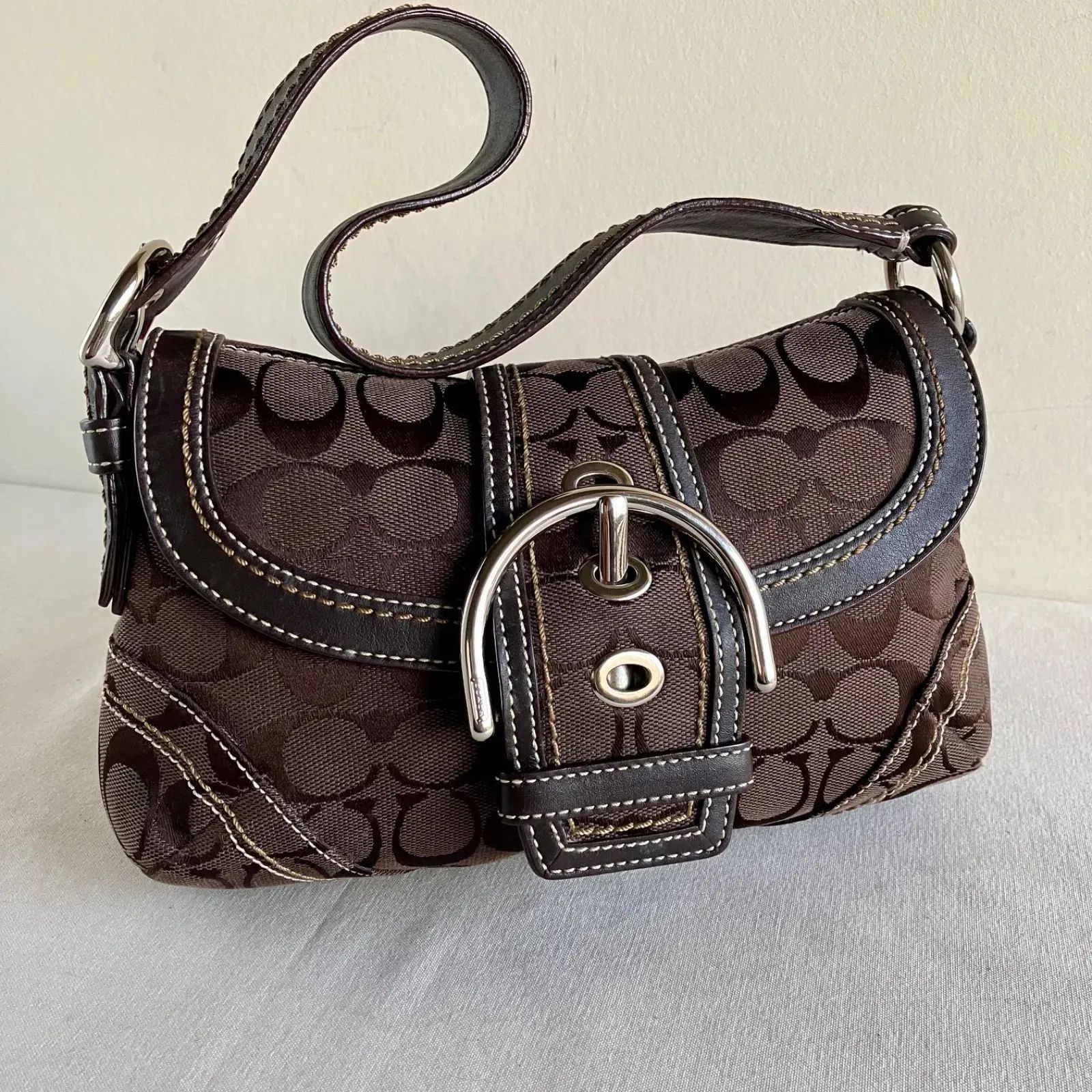 Vintage Coach y2k Dark Brown Signature Small Flap Soho Shoulder