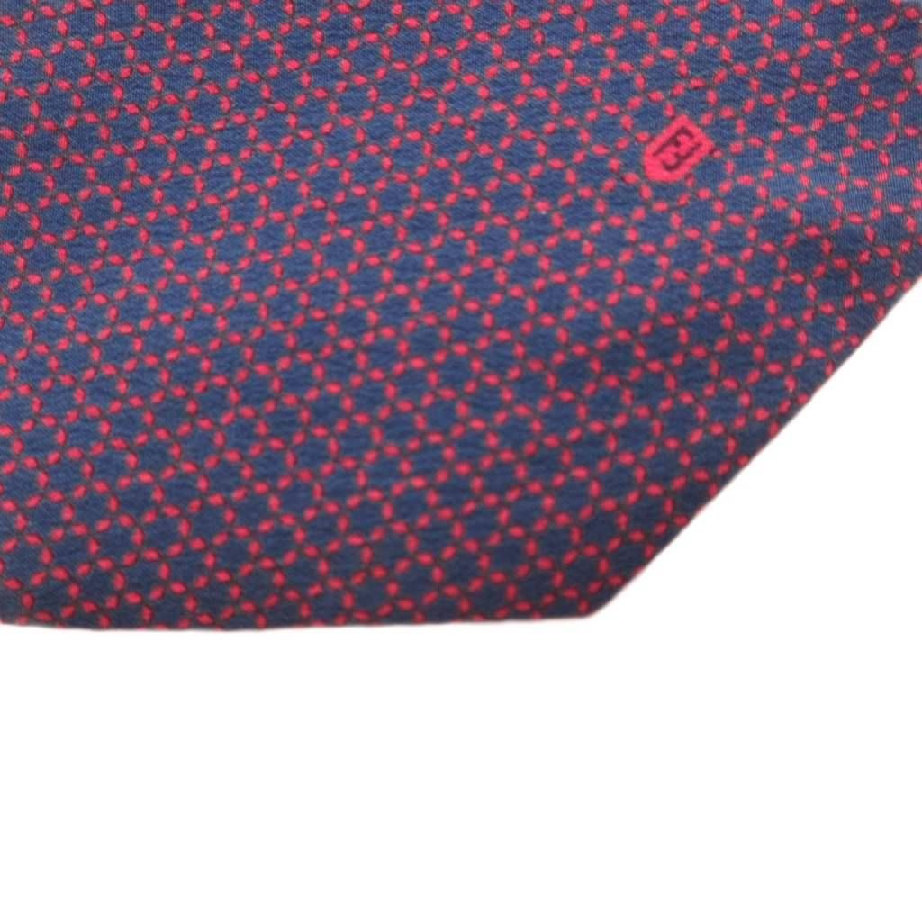 フェンディ FENDI ネクタイ レギュラータイ 総柄 ロゴ シルク 紺