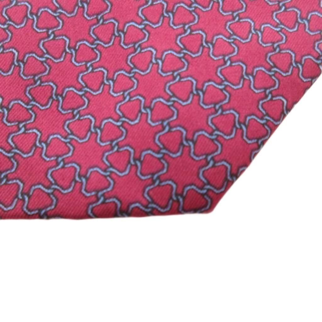 エルメス HERMES ネクタイ レギュラータイ 総柄 ロゴ シルク ボルドー