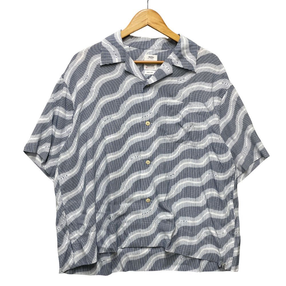 VISVIM ビズビム 品番 COPA SHIRT S レーヨン 半袖シャツ ネイビー×ホワイト サイズ2 53093
