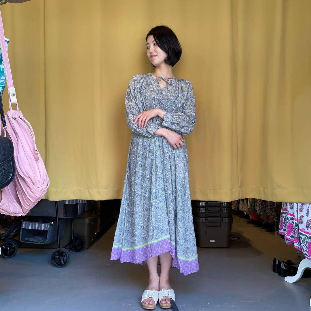 【美品 完売品】SOIL ソイル 花柄シャツ ロングワンピース長袖 総柄 ソイル SOIL グリーン 花柄 フラワー ワンピース シャツ one-piece