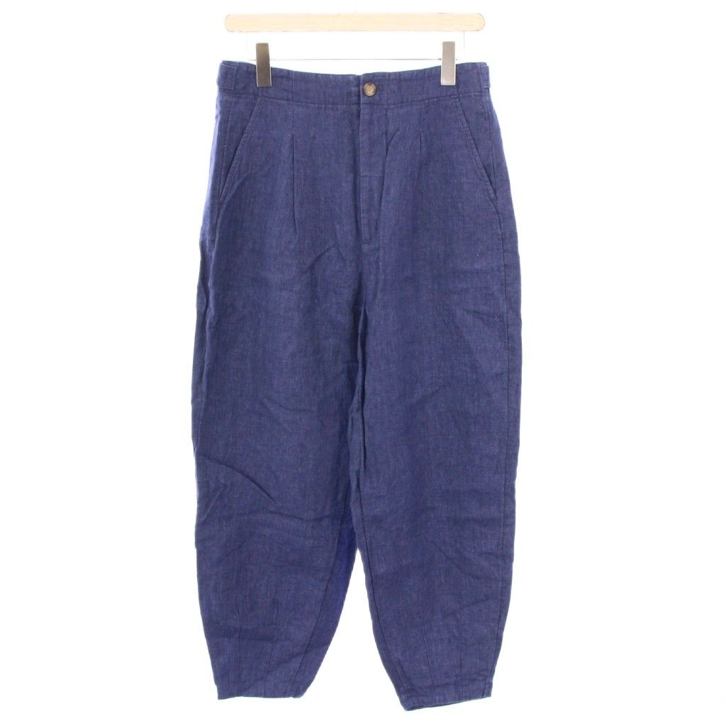 ポロ バイ ラルフローレン Polo by Ralph Lauren ワイドパンツ スラックス ジップフライ ワン 麻 リネン 2 青 ブルー BB