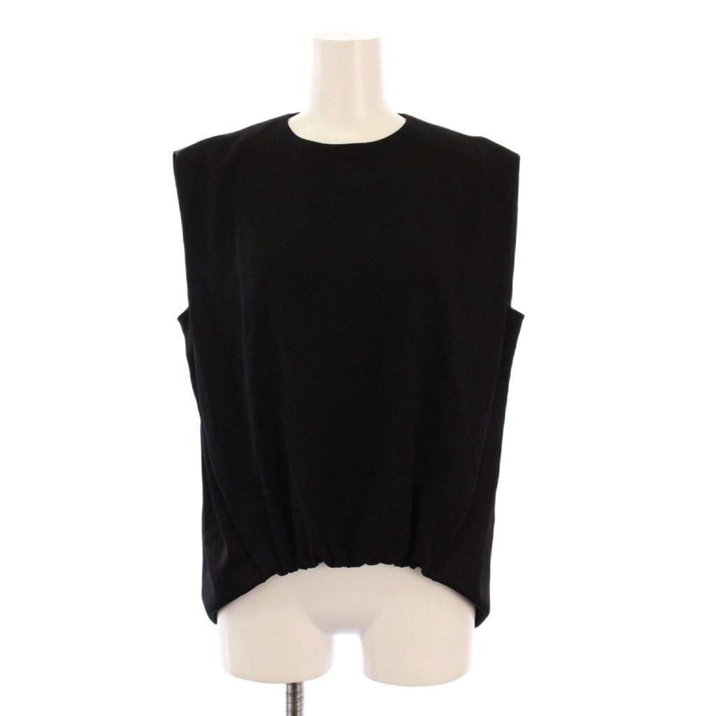 ディケイド DECADE 24 SS CINDY ノースリーブブラウス シャツ プルオーバー クルーネック タック 4 黒 ブラック BB