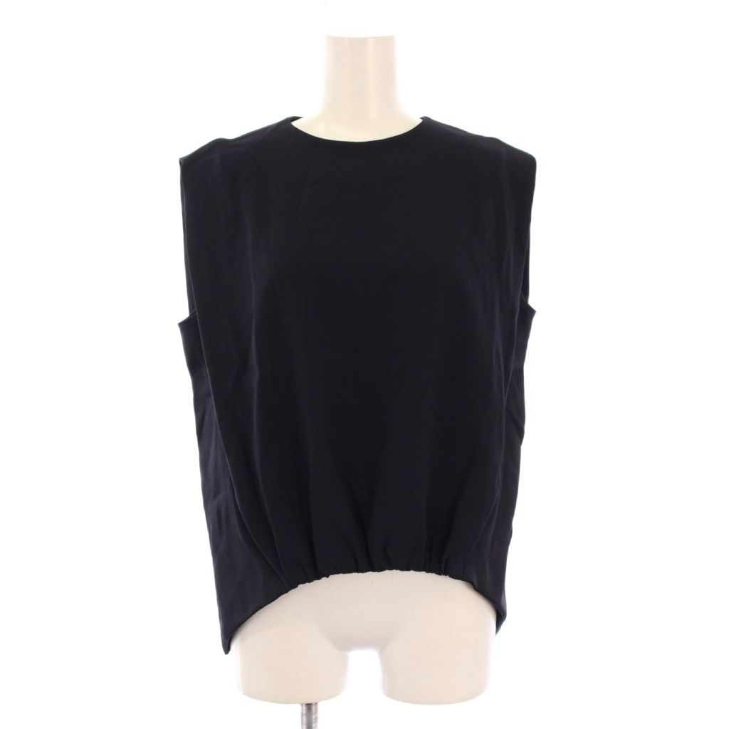 ディケイド DECADE 24 SS CINDY ノースリーブブラウス シャツ プルオーバー クルーネック タック 4 紺 ネイビー BB