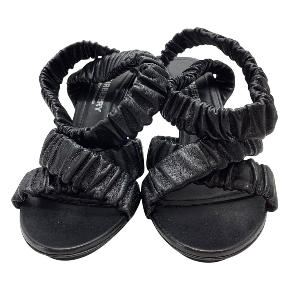 バーバリー ヒール サンダル レザー シャーリング ストラップ シューズ ブラック サイズ36 1 2 約23.5 cm BURBERRY レディース 感 エレガント