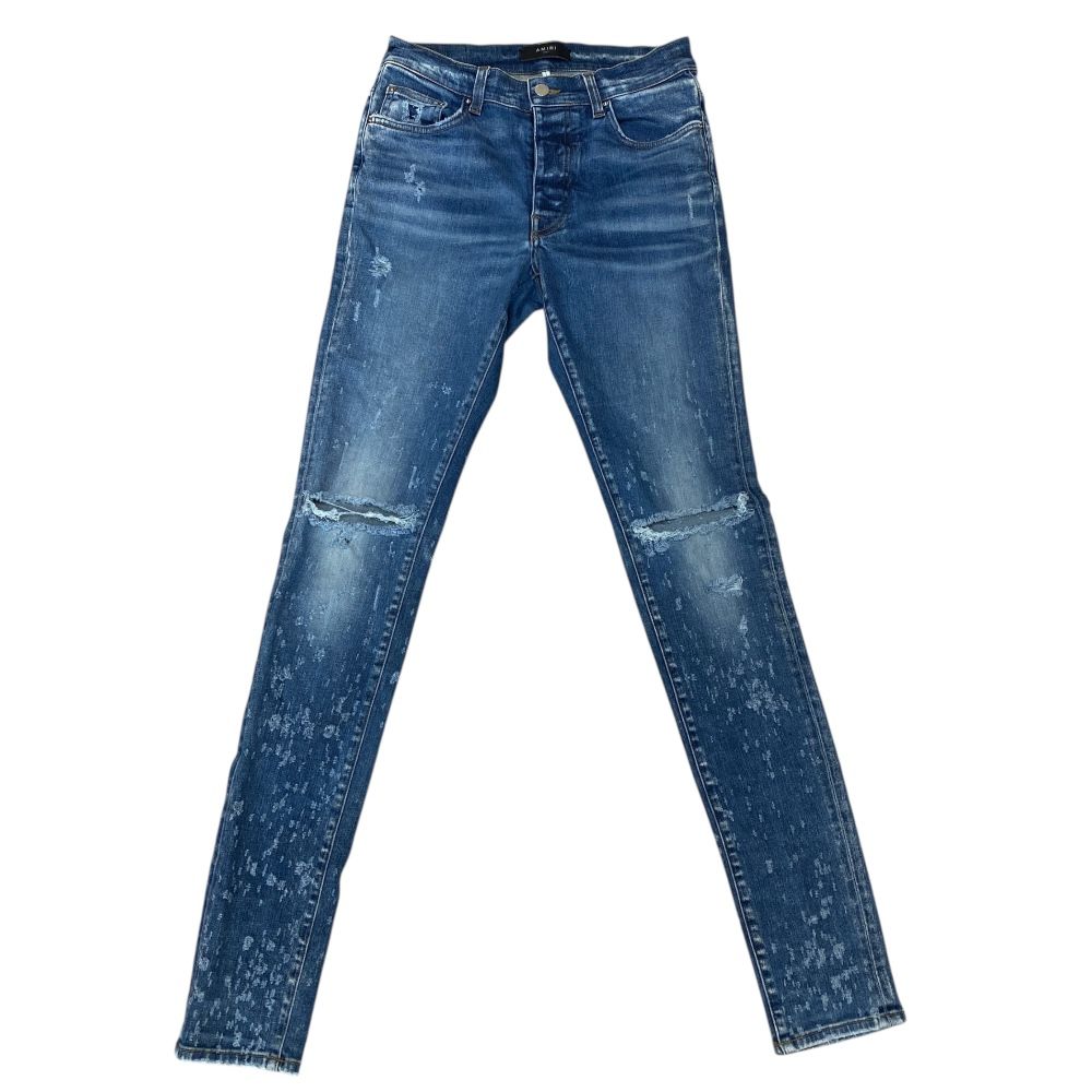 アミリ ショットガン スキニー デニム パンツ ニースリット ダメージ加工 ウォッシュドブルー コットン 150712 サイズ31 AMIRI メンズ 感 モード スリム フィット