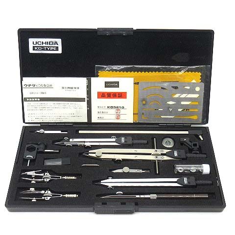 ウチダ UCHIDA 内田洋行 KD-QB KD型 製図器 KD3210 QBセット コンパス 文房具 設計図 測量 15品セット 専用ケース入り