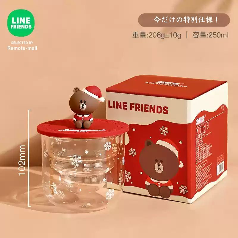 LINE FRIENDS クリスマスギフトセット　限定グッズ 食器7点セット クリスマス限定セット】 LINE FRIENDS マグカップ 蓋付き マグカップ