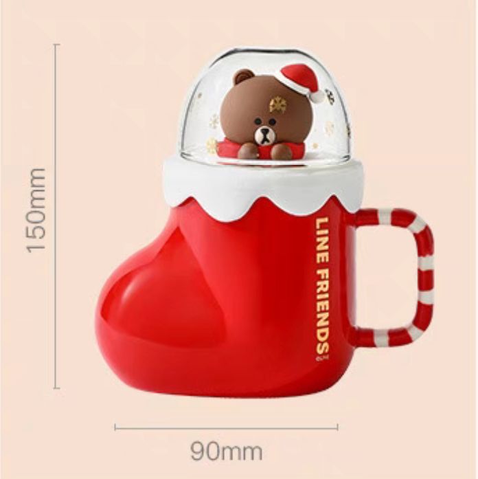 クリスマス限定セット】 LINE FRIENDS マグカップ 蓋付き マグカップ