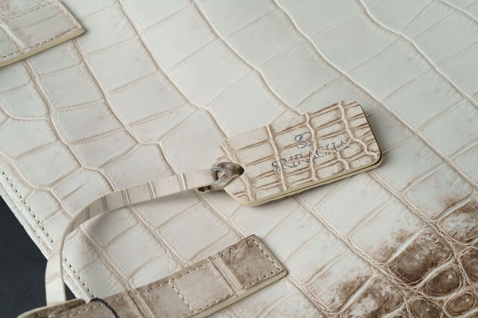 ヒマラヤクロコダイル使用 白×ブラウングラデーションの