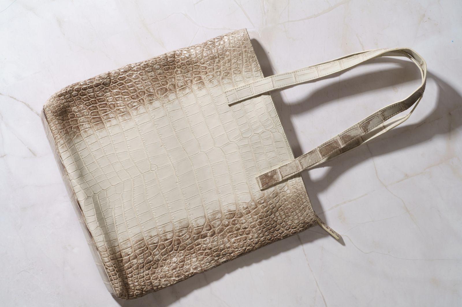 ヒマラヤクロコダイル使用 白×ブラウングラデーションの