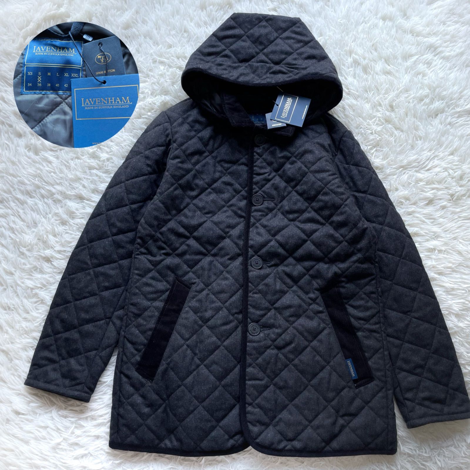 未使用品 極美品 ラベンハムLAVENHAM メンズ ウール混キルティング 