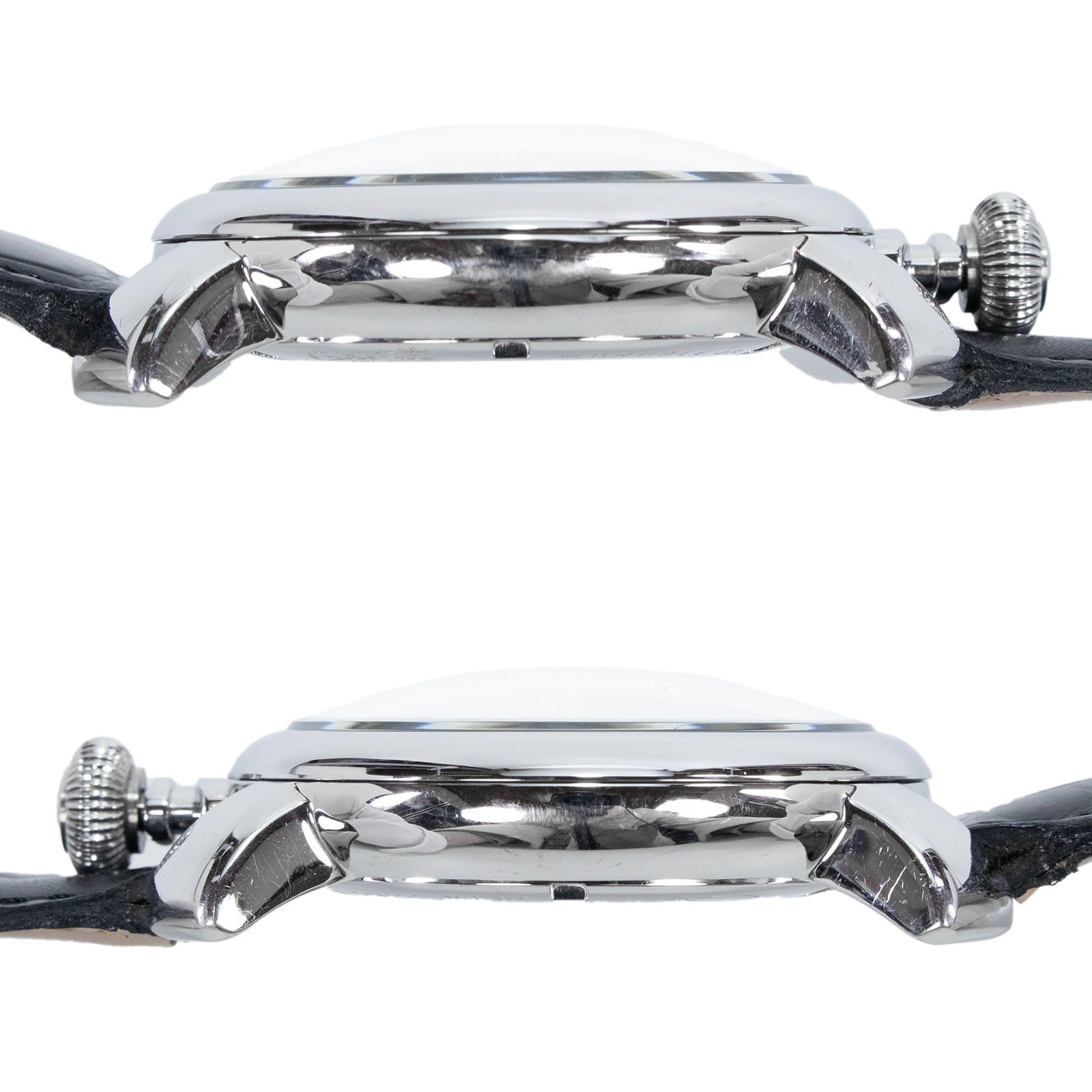  ガガミラノ 腕時計 機械式 手巻き 3針 メンズ マヌアーレ48 mm 5010 07 S シルバー 黒 ブラック 裏スケルトン 珍しい 派手 目立つ 大きい ロゴ マーク 革ベルト ブランド おしゃれ スイス製 X 433 手巻き時計 腕時計(アナログ)