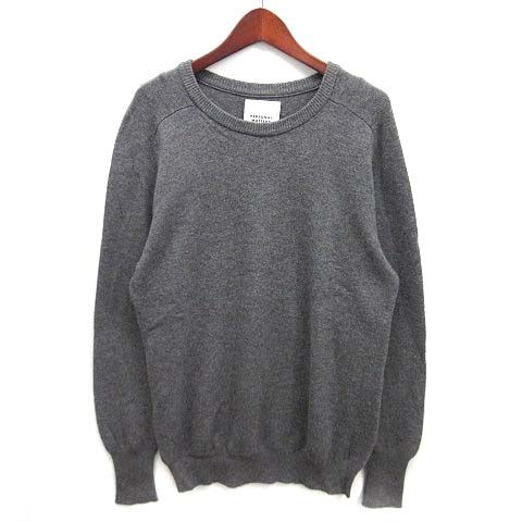 【中古】パーソナルマター PERSONAL MATTERS メリノウール クルーネック セーター 長袖 ニット ダークグレー 1 日本製 メンズ パーソナルマター PERSONAL MATTERS メリノウール クルーネック