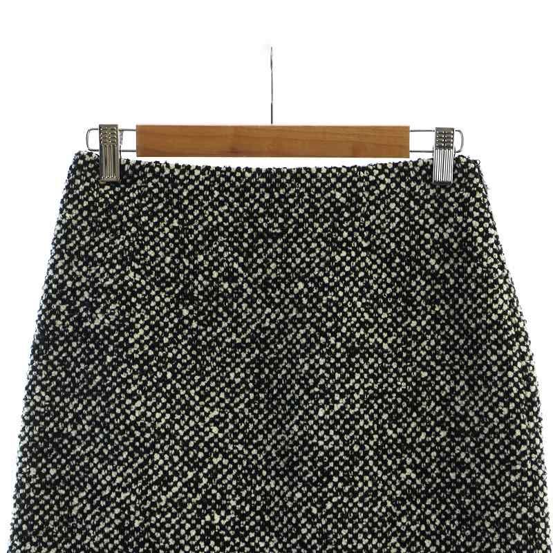 プラダ PRADA ツイードスカート ミドル ジップフライ タイト 38 S 黒