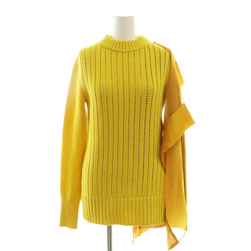 サカイ sacai シアードッキング ニット セーター 長袖 1 イエロー 21  