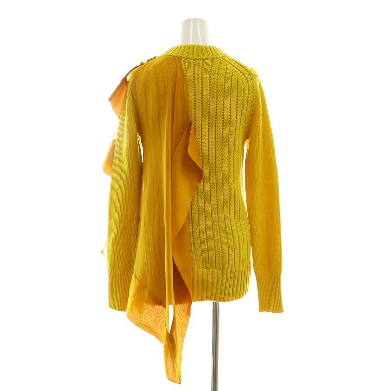 サカイ sacai シアードッキング ニット セーター 長袖 1 イエロー 21  