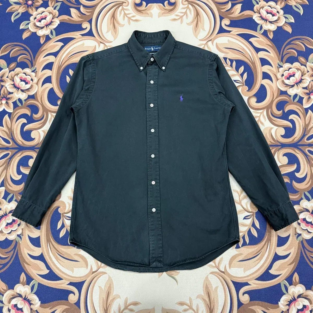 L 00 s ポロ ラルフローレン ボタンダウン コットンシャツ ブラック
