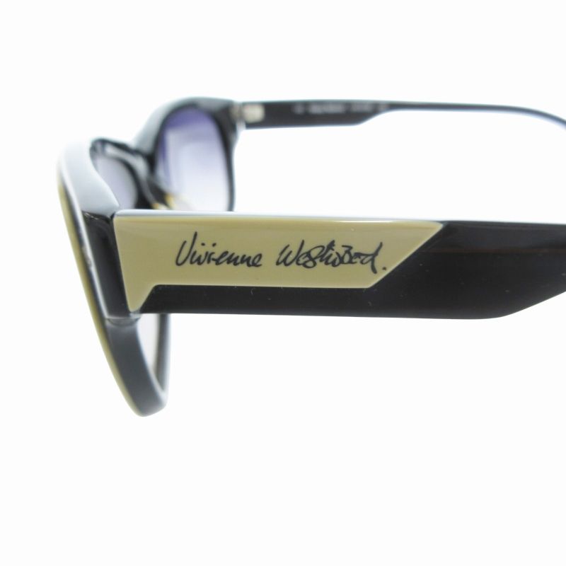 【中古】ヴィヴィアンウエストウッド サングラス アイウェア ウェリントン オーブ ロゴ コンビ 黒 ベージュ ヴィヴィアンウエストウッド Vivienne Westwood サングラス アイウェア