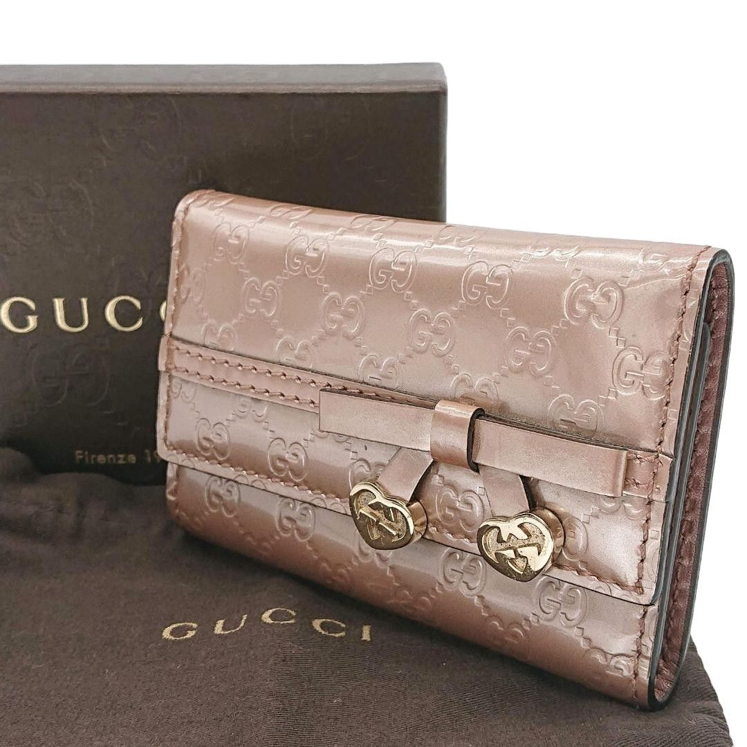 GUCCI グッチ ６連キーケース グッチシマ ハートダブルG ピンク
